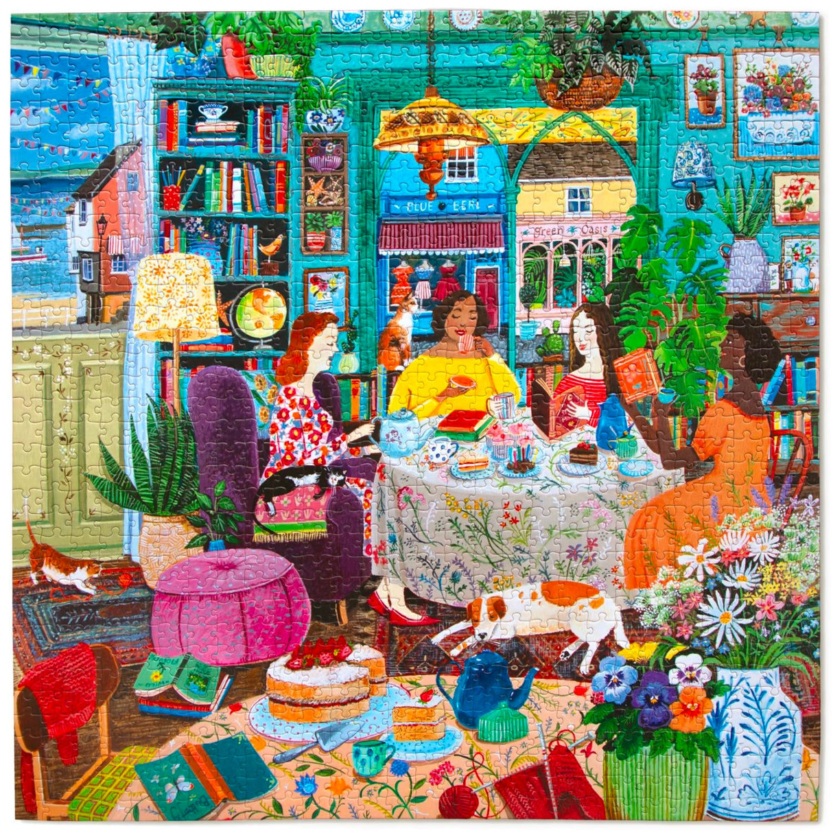eeBoo: Books & Tea by the Sea Square Puzzle - 1000pc