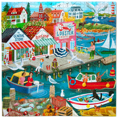 eeBoo: New England Wharf Square Puzzle - 1000pc