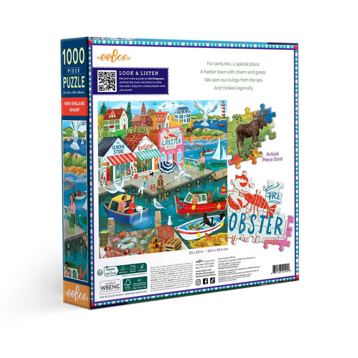 eeBoo: New England Wharf Square Puzzle - 1000pc