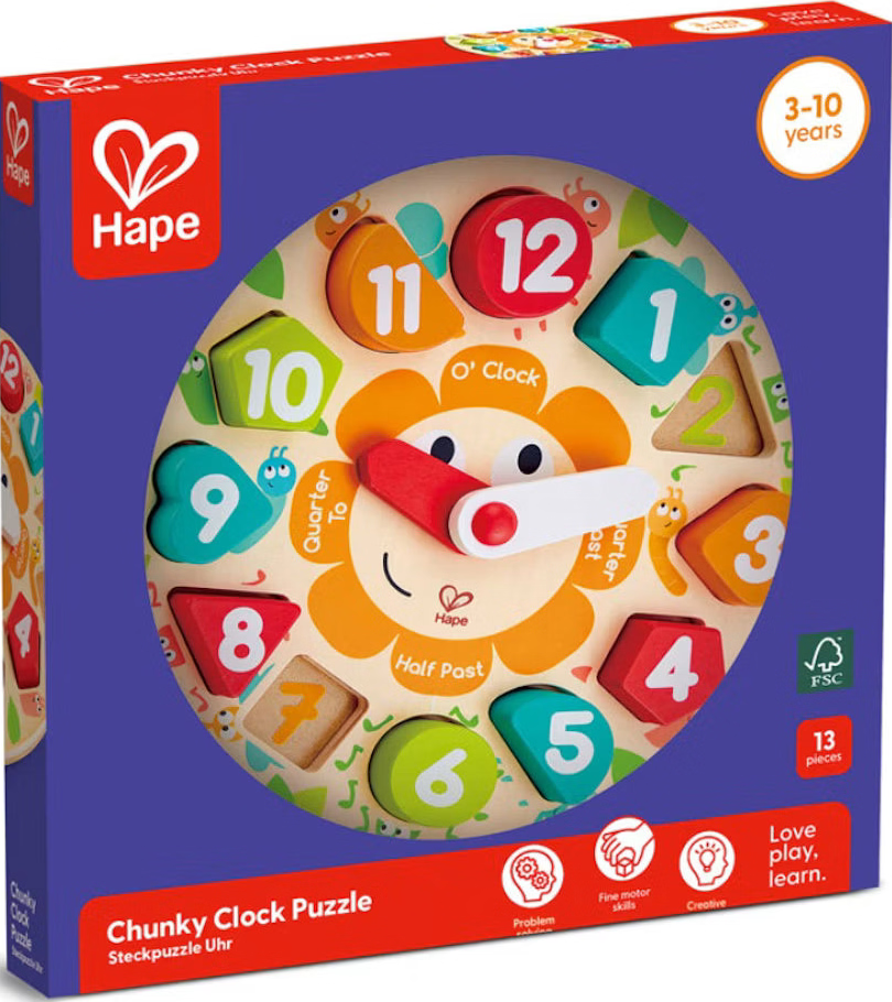 Hape: Chunky Clock Puzzle 13 pieces