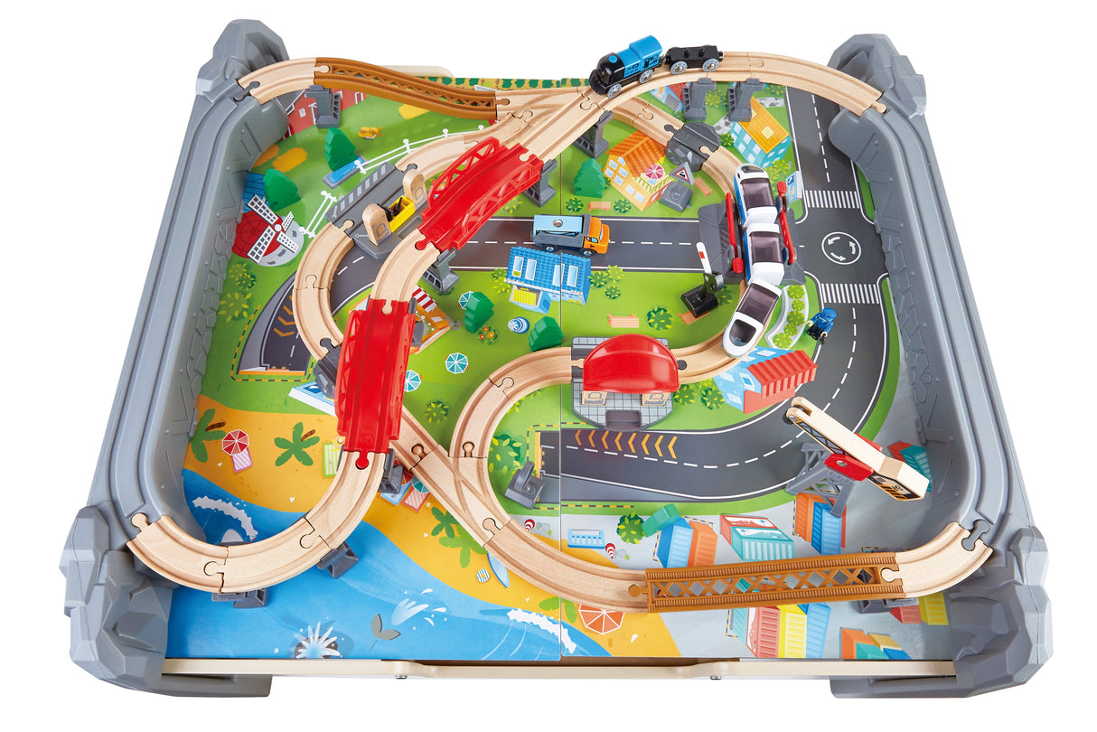Hape: 70pc Railway Train and Table Set