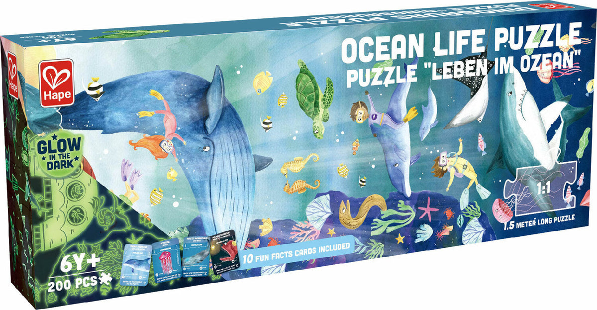 Hape: Ocean Life Puzzle Glowing - 200 pieces