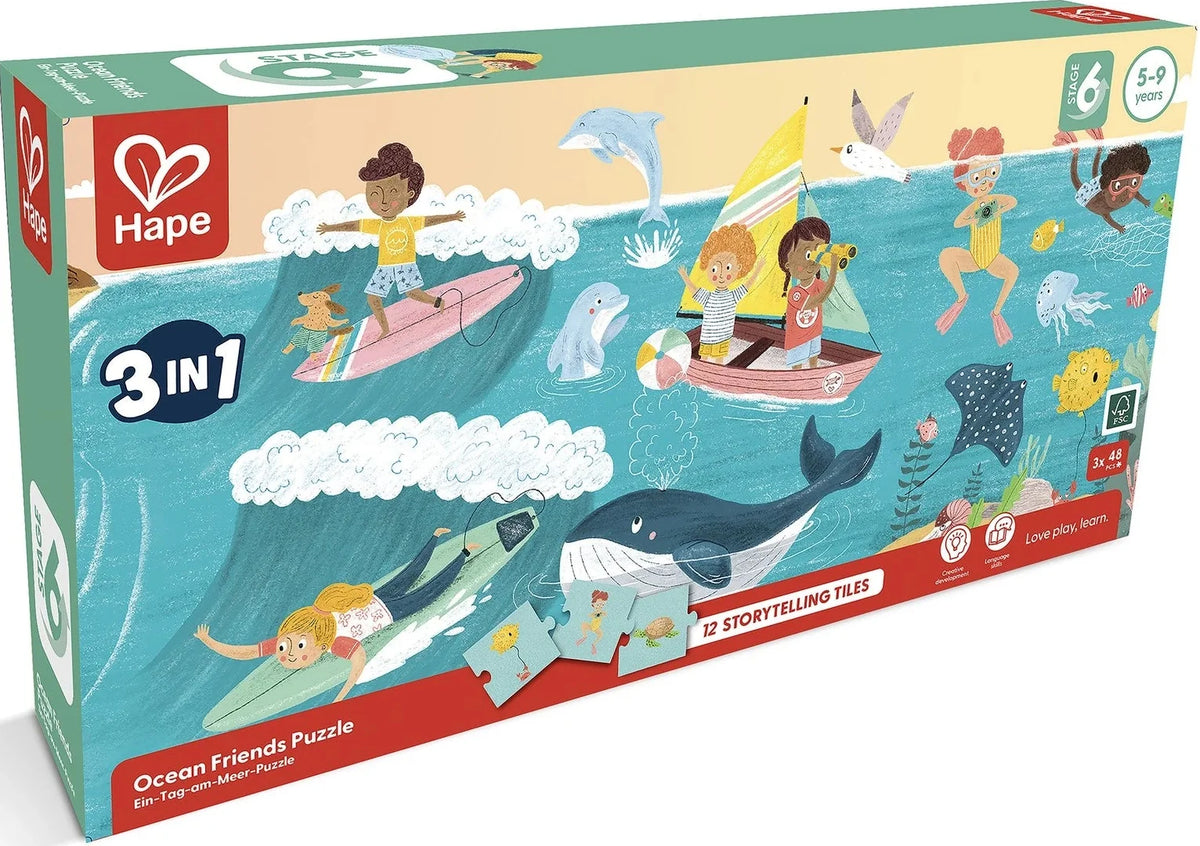 Hape: 3 in 1 Puzzle & Storytelling - Ocean Friends