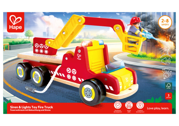 Hape: Siren & Lights Toy Fire Truck