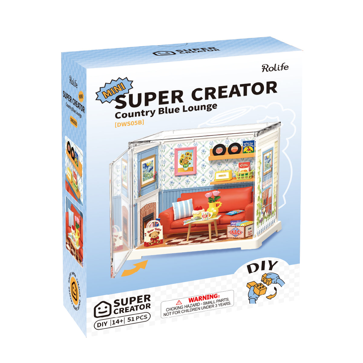Rolife: Country Blue Lounge - Super Store Plastic DIY Miniature Puzzle