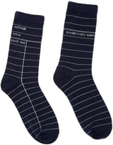Library Card Navy Socks - Large