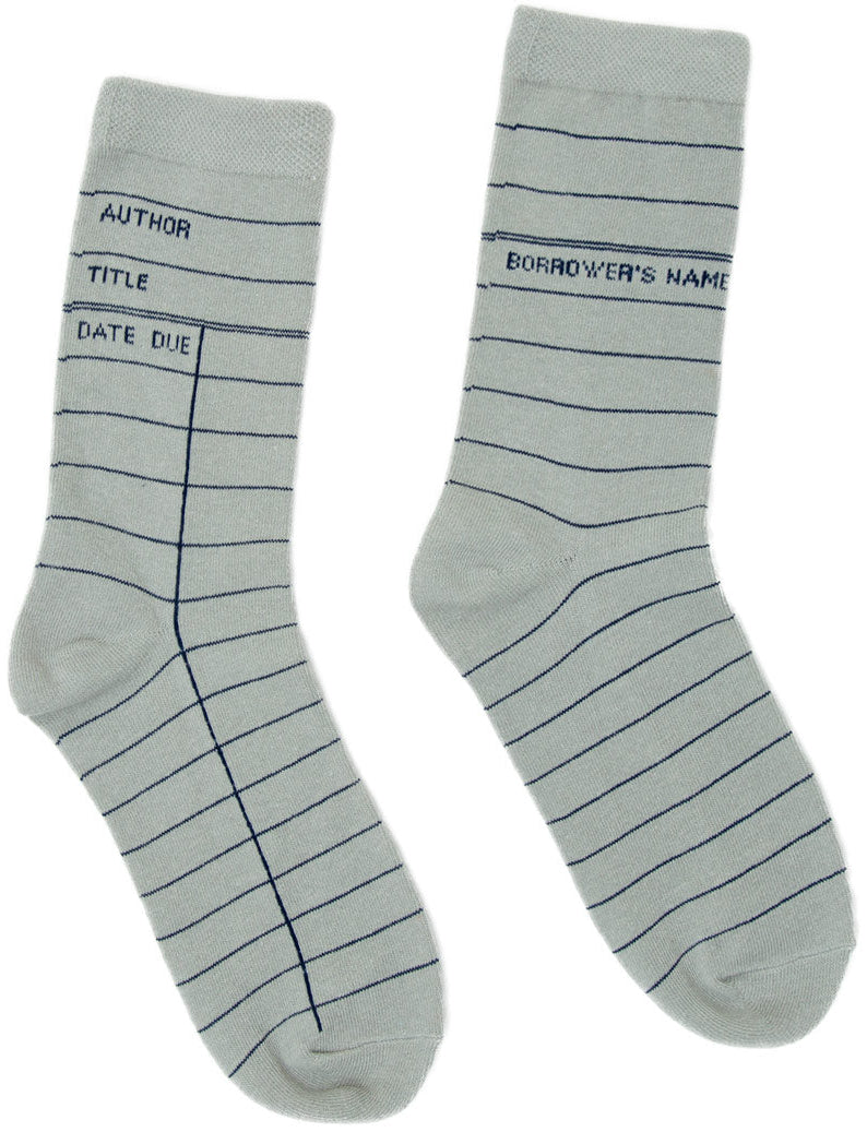 Library Card Light Gray Socks - Large