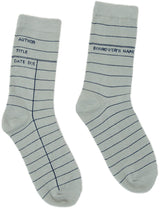 Library Card Light Gray Socks - Large