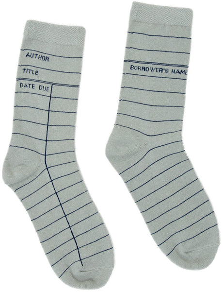 Library Card Light Gray Socks - Large