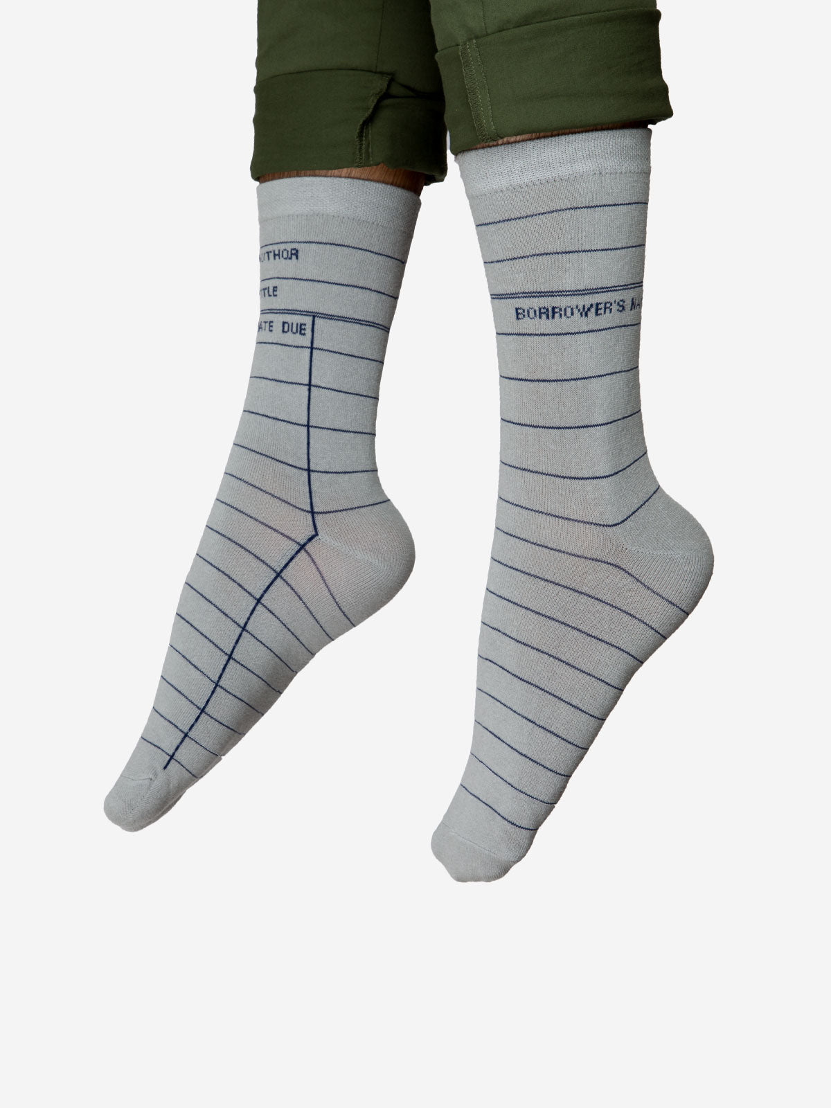 Library Card Light Gray Socks - Large
