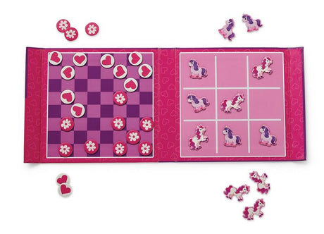 Crocodile Creek: Magnetic Tic Tac Toe & Checkers  - Unicorn