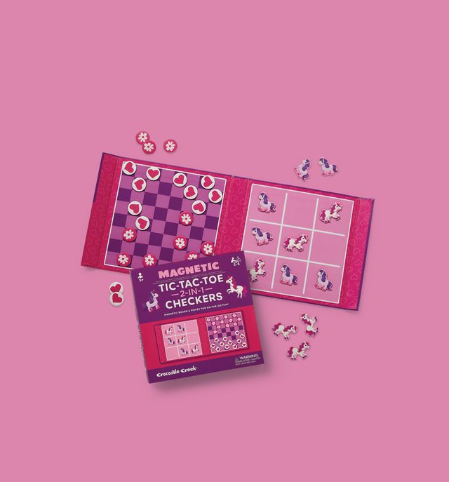 Crocodile Creek: Magnetic Tic Tac Toe & Checkers  - Unicorn