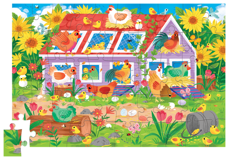 Crocodile Creek: 50pc Flat House Puzzle - Chicken Coop