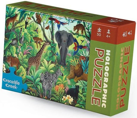Crocodile Creek: 50pc Holographic Puzzle - Jungle Paradise
