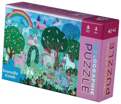 Crocodile Creek: 50pc Holographic Puzzle - Sparkling Unicorn