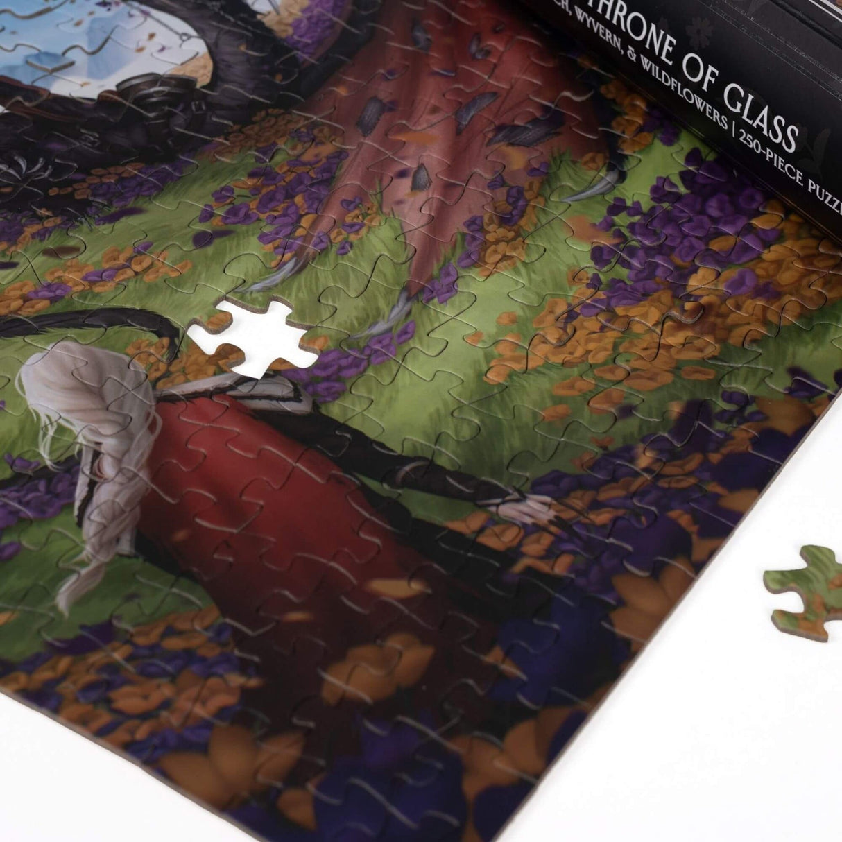 Kingdom of Threads: Witch, Wyvern & Wildflowers Keepsake Puzzle | Throne of Glass - 250 Pieces