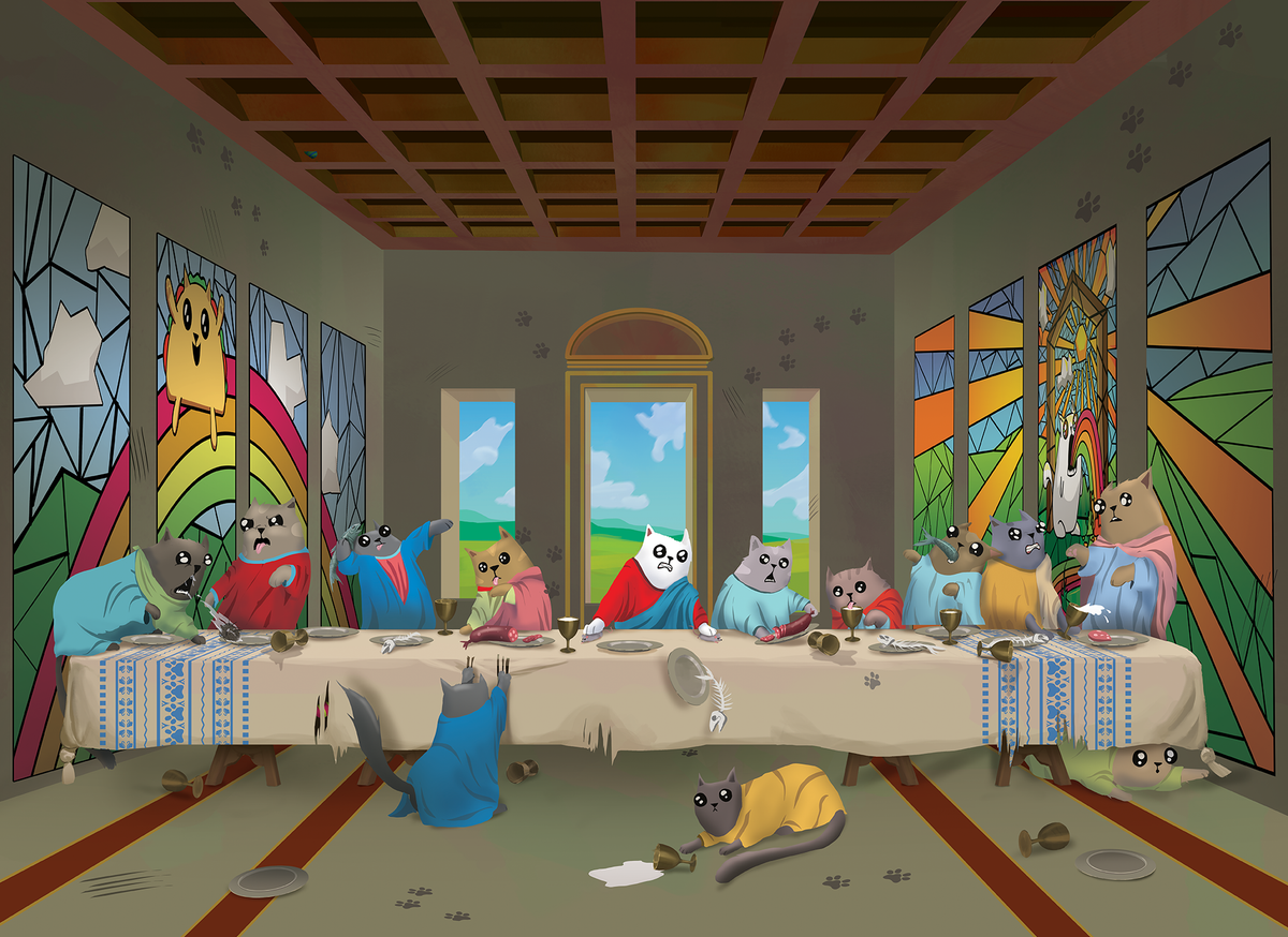 Exploding Kittens Puzzle Cats Last Supper 1,000 pieces