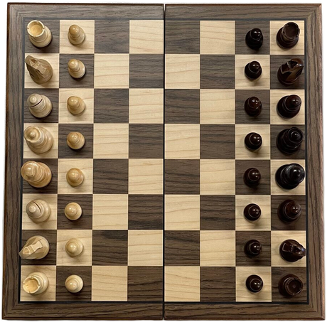 Dal Rossi Walnut Chess Set Inlaid (30cm)