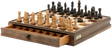 Dal Rossi Chess / Checkers in Walnut Box - With Drawer (pieces in separate baggie)