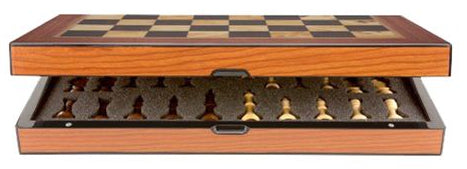 Dal Rossi Walnut Gloss Finish Folding Chess Set (40)
