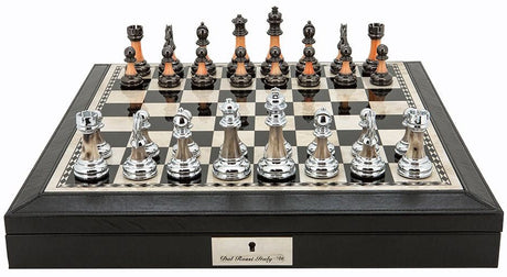 Dal Rossi 18” Chess Set with PU Leather Edge (With Storage & 85mm Pieces) (L2203DR + L2226DR)