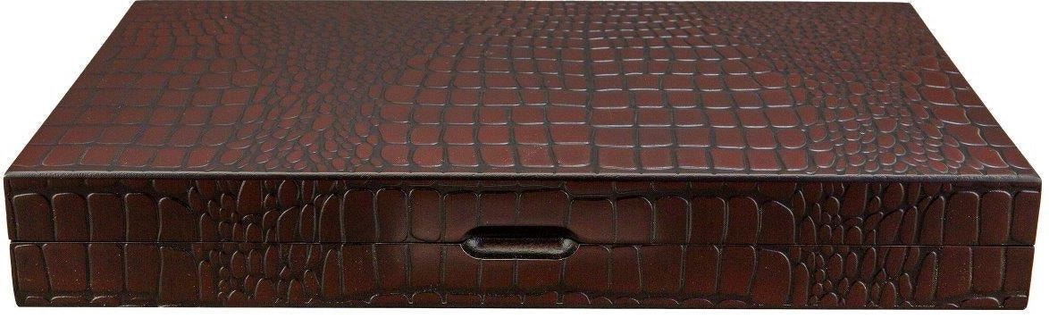 Dal Rossi 18" Wooden Crocodile Engraved Design Backgammon