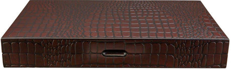 Dal Rossi 18" Wooden Crocodile Engraved Design Backgammon