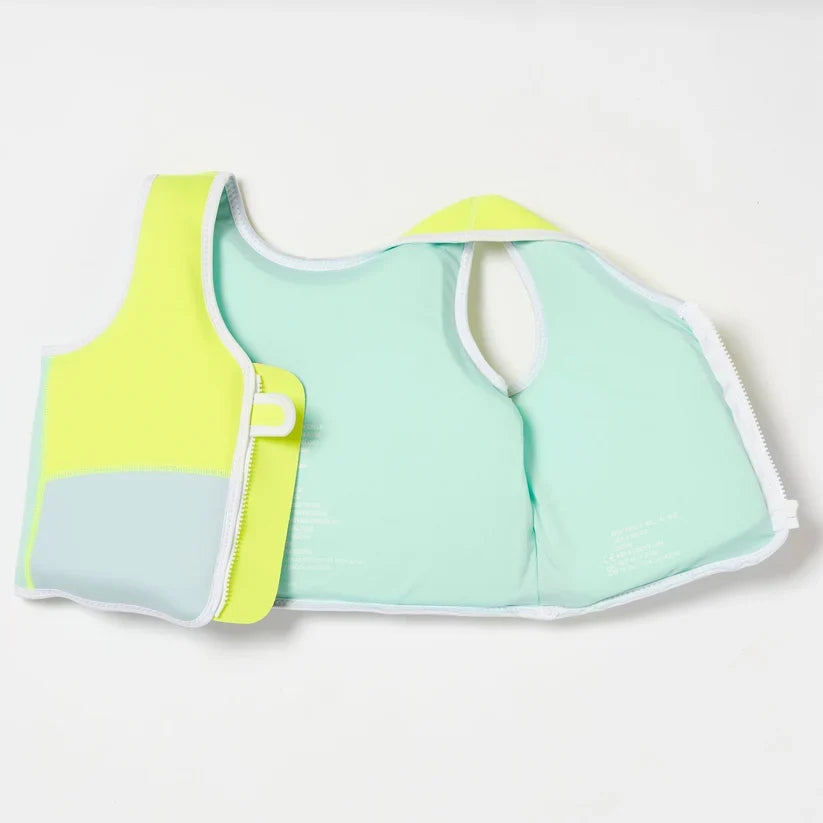 Sunnylife: Salty the Shark Swim Vest 3-6 Years - Aqua Neon Yellow