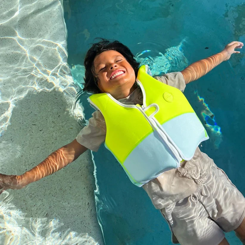 Sunnylife: Salty the Shark Swim Vest 3-6 Years - Aqua Neon Yellow