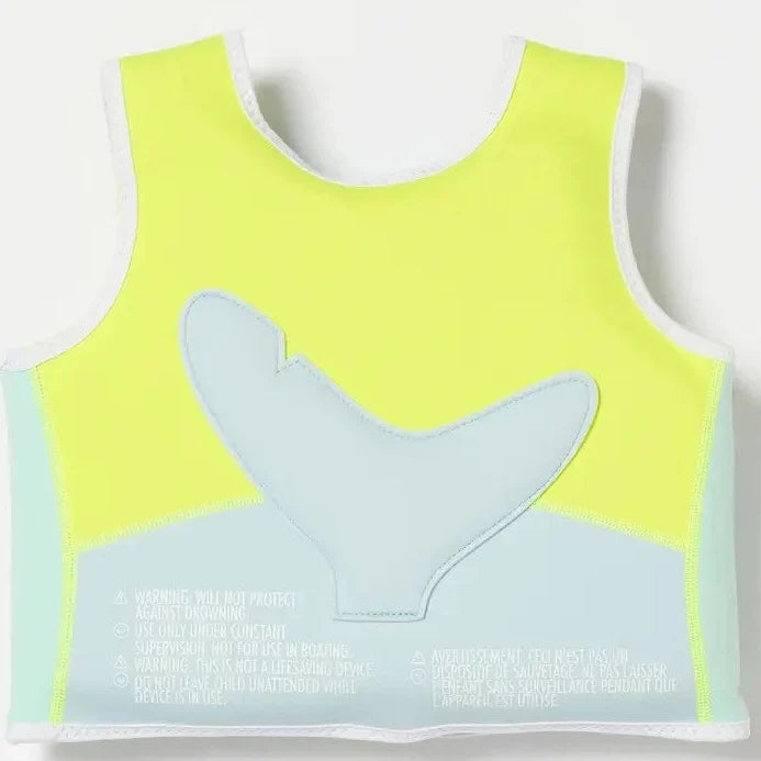 Sunnylife: Salty the Shark Swim Vest 2-3 Years - Aqua Neon Yellow