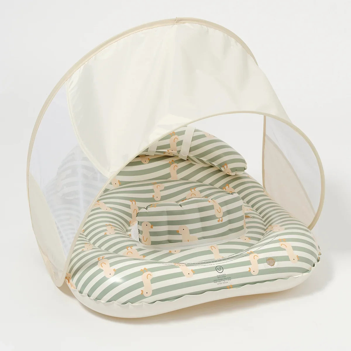 Sunnylife: Interactive Baby Float Duck - Sage Stripe