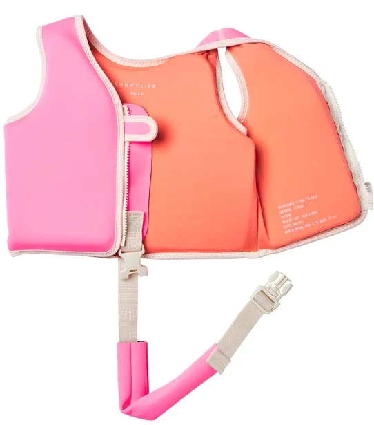 Sunnylife: Float Vest 1-2 Years Poppy the Peach - Neon Pink