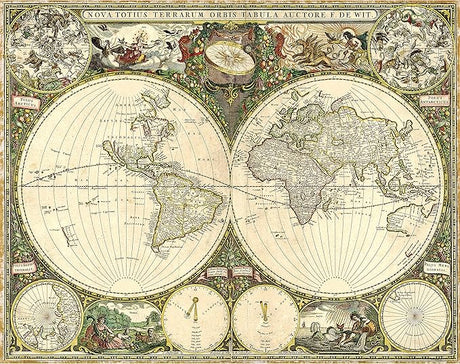 Mindbogglers Gold 1500pc Puzzle - Vintage World Map