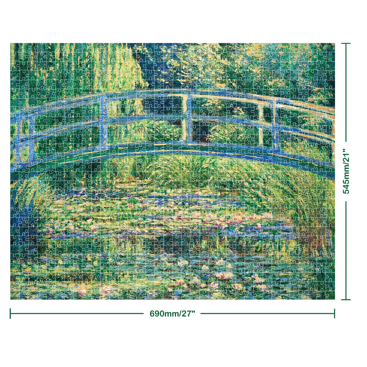 Mindbogglers Gold 1000pc Puzzle - Bridge Over a Pond of Water Lilies