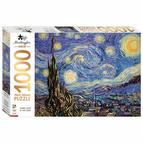 Mindbogglers Gold 1000pc Puzzle - Starry Night by Van Gogh