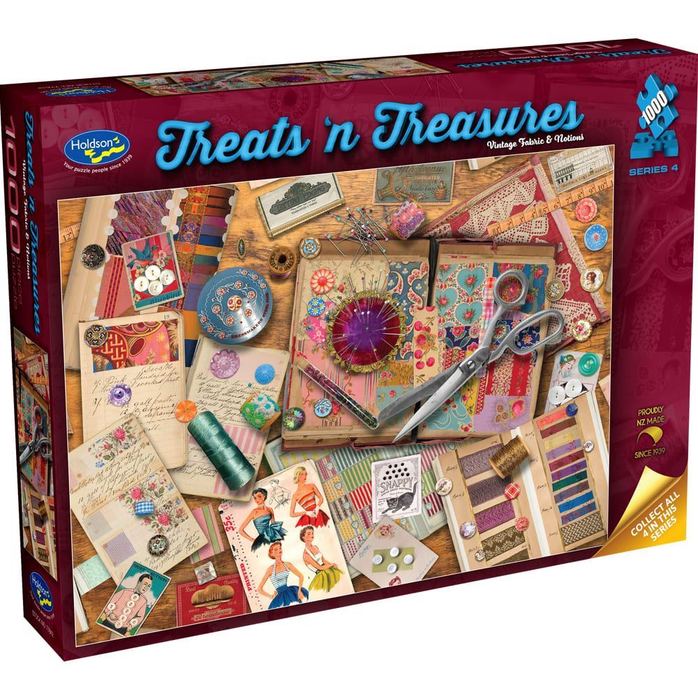 Treats N Treasures S4  - 1000 Piece Jigsaw Puzzle Vintage Fabric & Notions