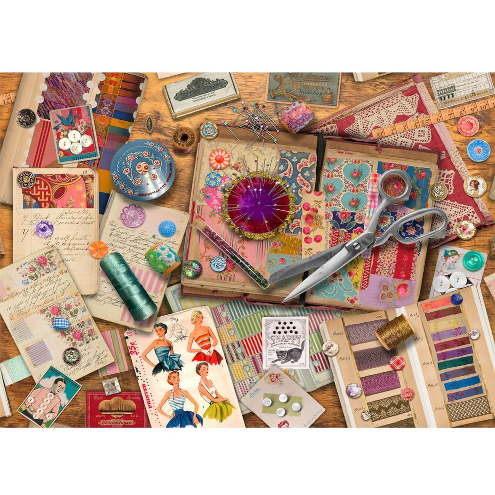 Treats N Treasures S4  - 1000 Piece Jigsaw Puzzle Vintage Fabric & Notions