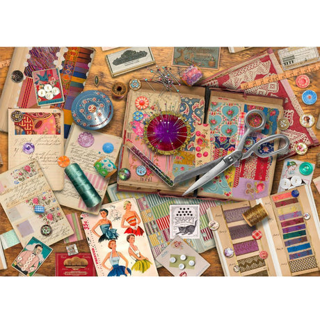 Treats N Treasures S4  - 1000 Piece Jigsaw Puzzle Vintage Fabric & Notions