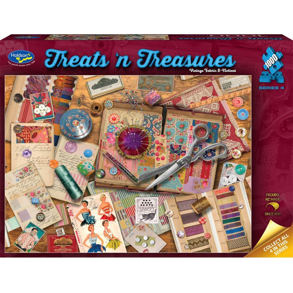 Treats N Treasures S4  - 1000 Piece Jigsaw Puzzle Vintage Fabric & Notions