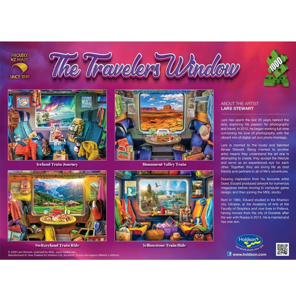 The Travelers Window: 1000pc Puzzle - Switerland Train Ride