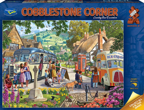 Cobblestone Corner S2 1000pc Jigsaw Puzzle - Country Bus Excursion