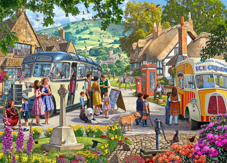 Cobblestone Corner S2 1000pc Jigsaw Puzzle - Country Bus Excursion