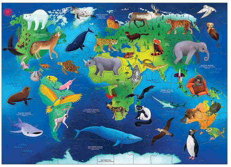 MudPuppy: Endangered Species Around the World 80 Piece Geography Puzzle