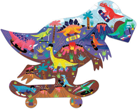MudPuppy: Shaped Scene Puzzle - Jurassic Skatepark - 75pc Puzzle