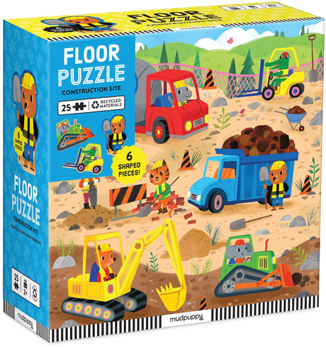 MudPuppy: Construction Site - 25 Piece Floor Puzzle with Shaped Pieces