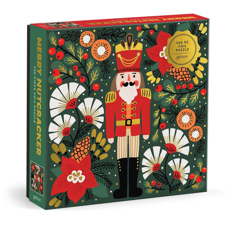 Galison Merry Nutcracker Foil Puzzle - 500 Piece