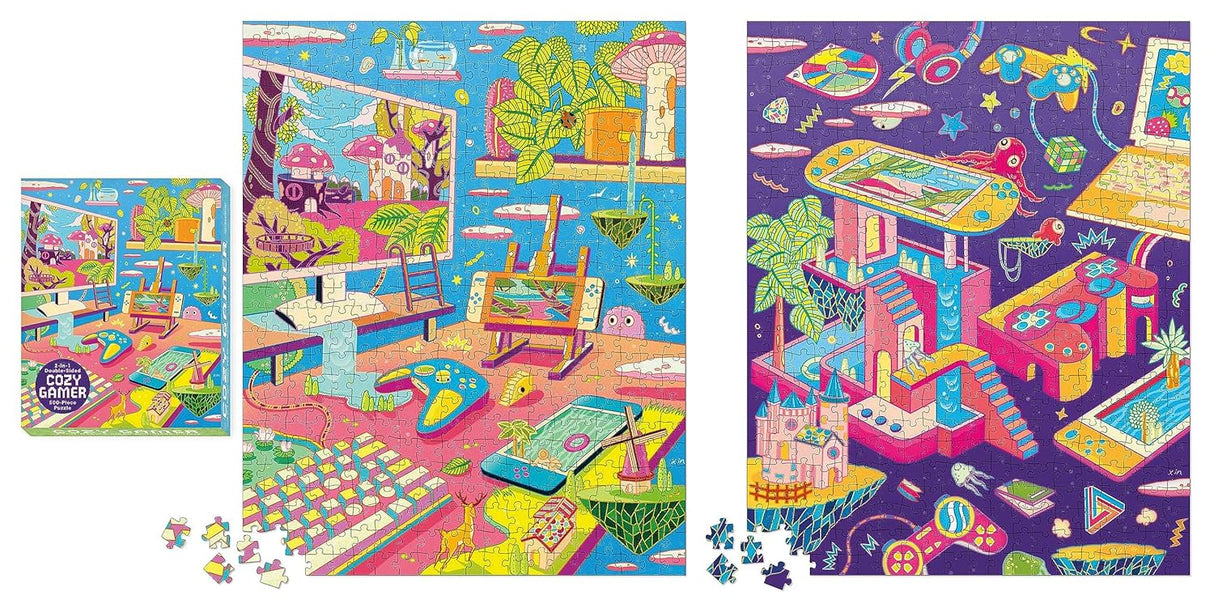 Cozy Gamer 2-in-1 Double-Sided 500-Piece Puzzle