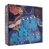 Blue Cats & Butterflies (Fantastic Felines) 500 Piece Jigsaw Puzzle