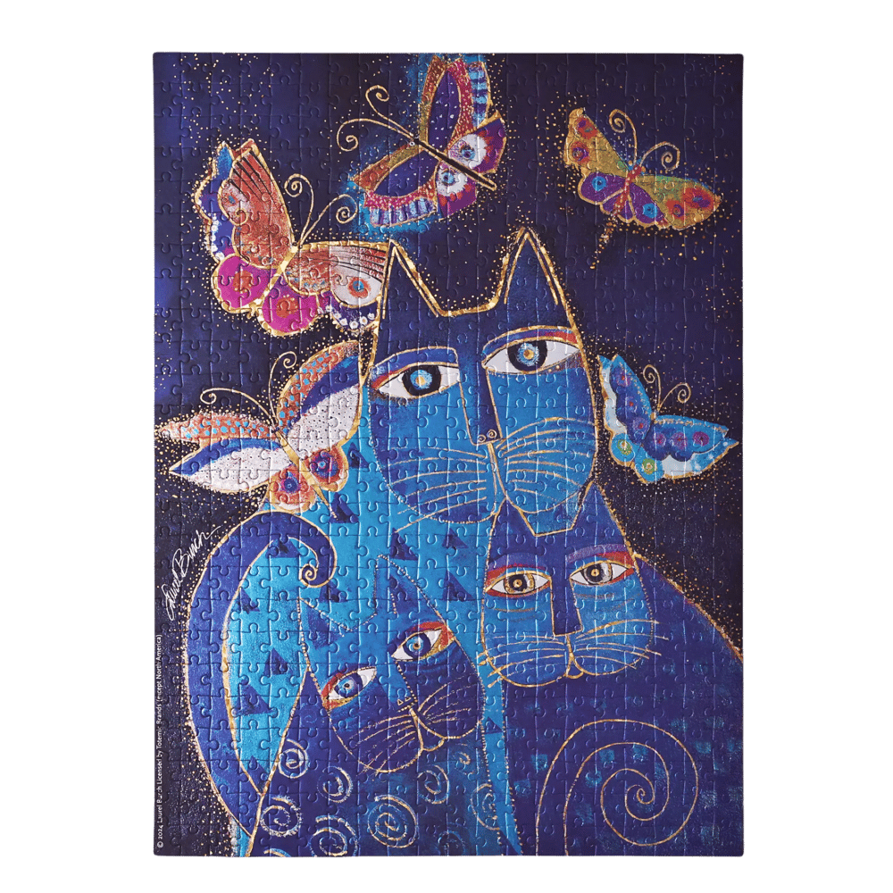 Blue Cats & Butterflies (Fantastic Felines) 500 Piece Jigsaw Puzzle