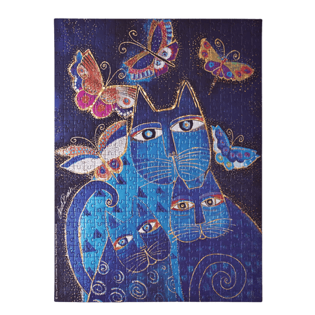 Blue Cats & Butterflies (Fantastic Felines) 500 Piece Jigsaw Puzzle